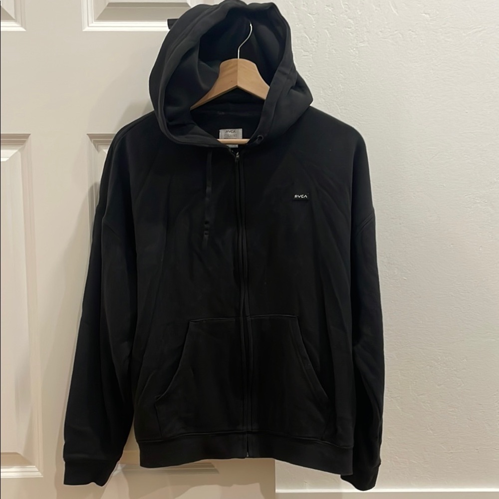 RVCA Black Hoodie Women’s Small Sweatshirt Zip-up